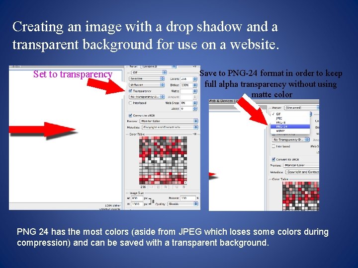Creating an image with a drop shadow and a transparent background for use on