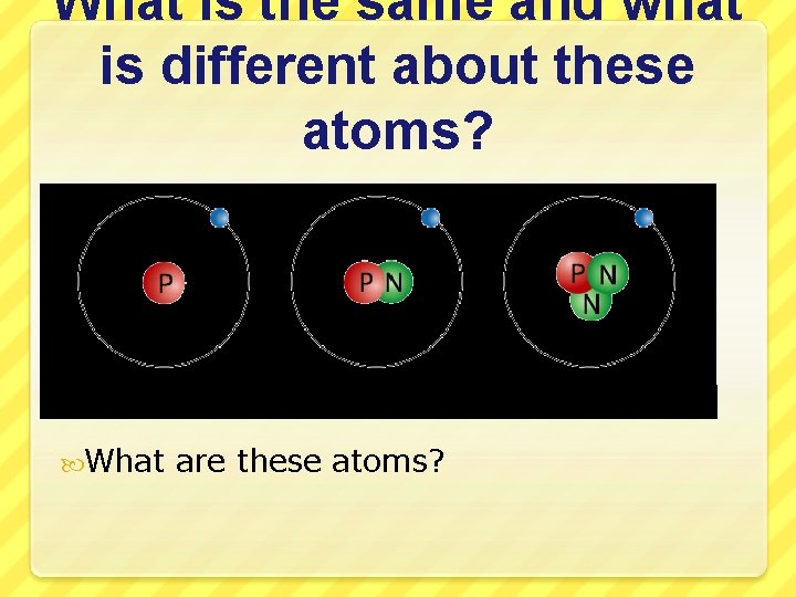 What is the same and what is different about these atoms? What are these