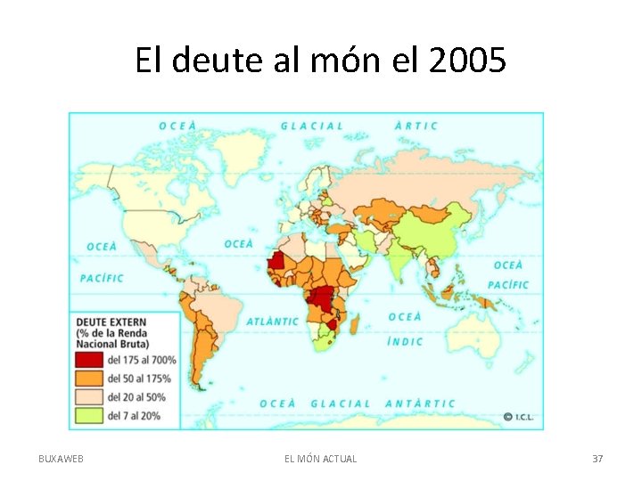 El deute al món el 2005 BUXAWEB EL MÓN ACTUAL 37 