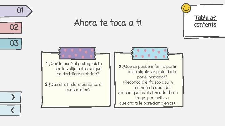 01 02 Ahora te toca a ti 03 1 ¿Qué le pasó al protagonista