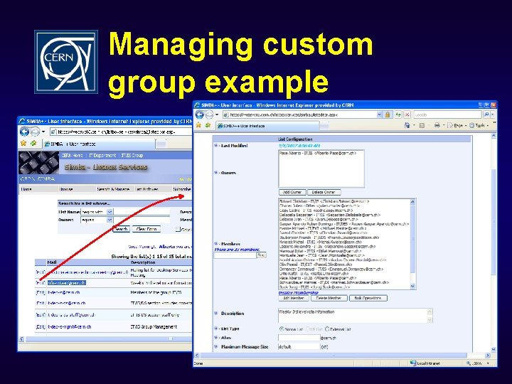 Managing custom group example 