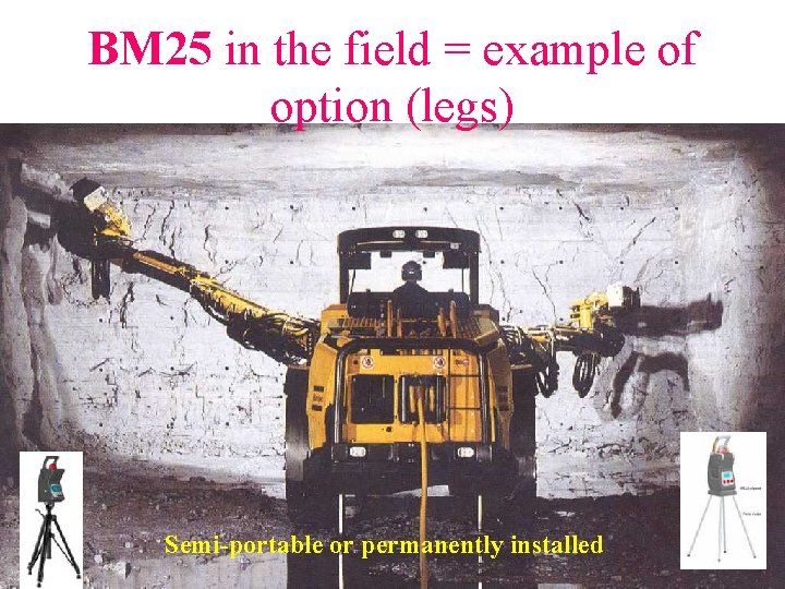 BM 25 in the field = example of option (legs) Semi-portable or permanently installed
