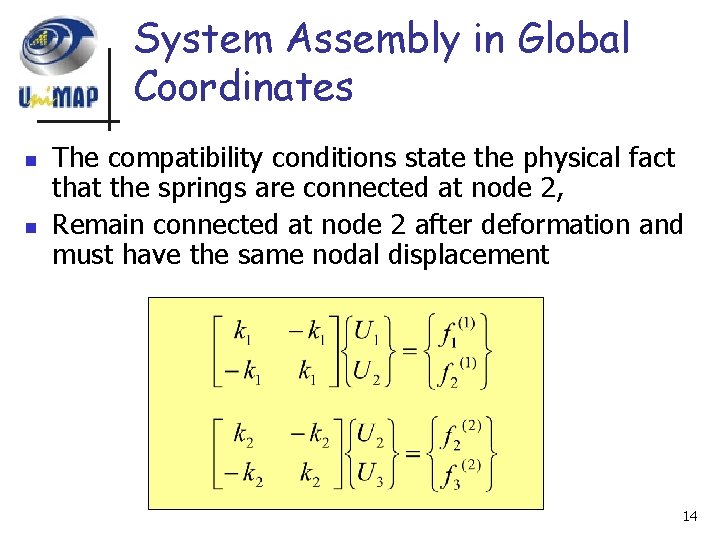 System Assembly in Global Coordinates n n The compatibility conditions state the physical fact