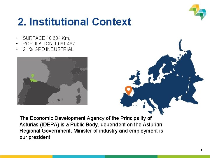 2. Institutional Context • • • SURFACE 10. 604 Km, POPULATION 1. 081. 487