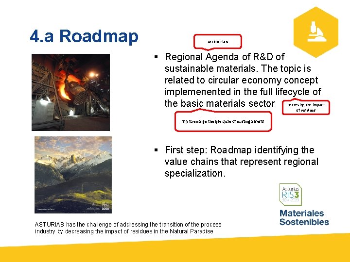4. a Roadmap Action Plan § Regional Agenda of R&D of sustainable materials. The