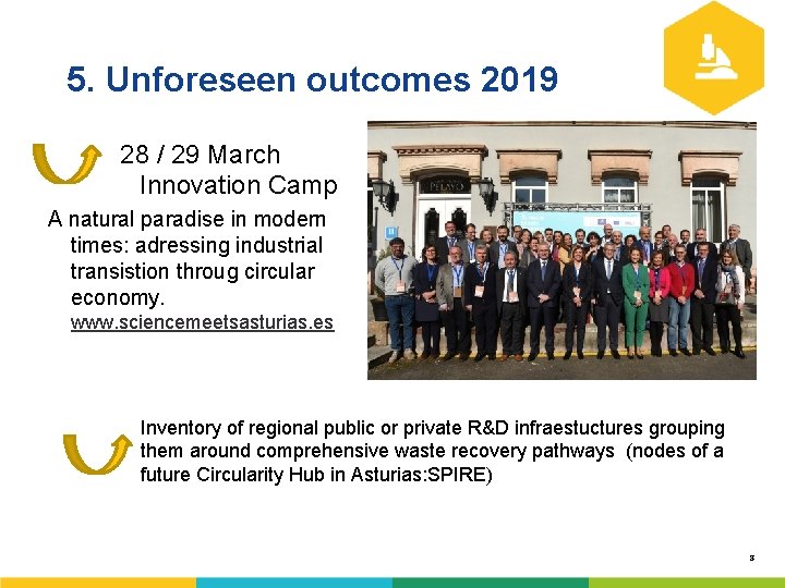5. Unforeseen outcomes 2019 28 / 29 March Innovation Camp A natural paradise in