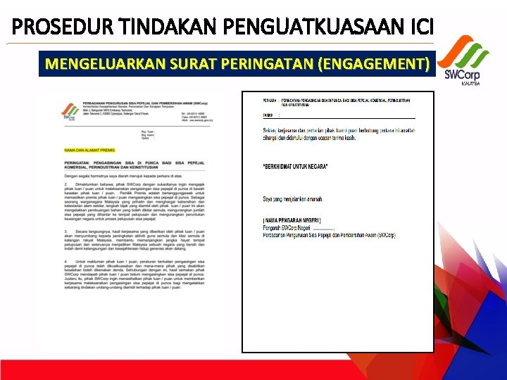 PROSEDUR TINDAKAN PENGUATKUASAAN ICI MENGELUARKAN SURAT PERINGATAN (ENGAGEMENT) 