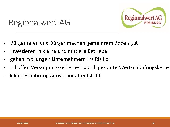 Regionalwert AG - Bürgerinnen und Bürger machen gemeinsam Boden gut investieren in kleine und