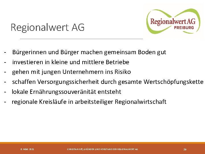 Regionalwert AG - Bürgerinnen und Bürger machen gemeinsam Boden gut investieren in kleine und