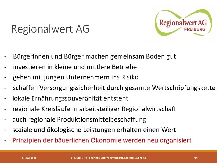 Regionalwert AG - Bürgerinnen und Bürger machen gemeinsam Boden gut investieren in kleine und