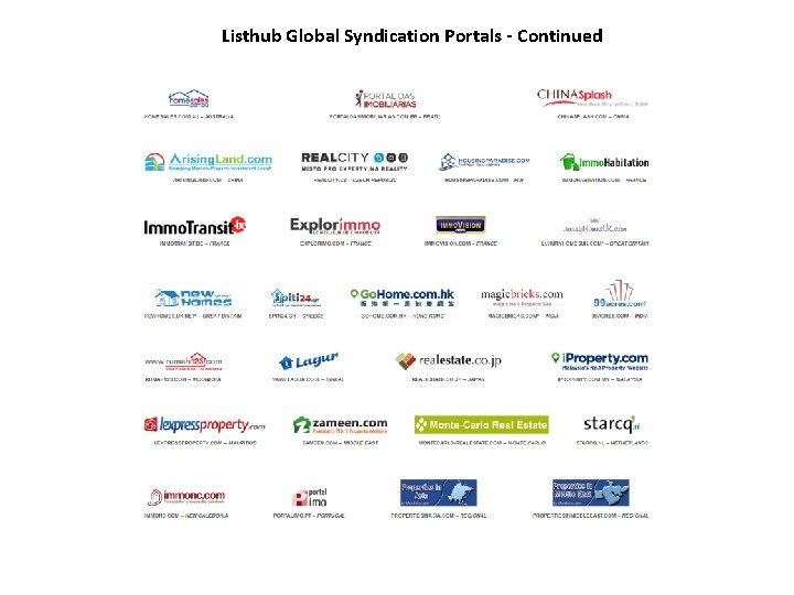 Listhub Global Syndication Portals - Continued 