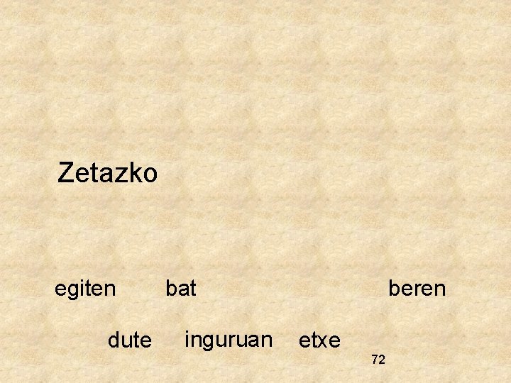 Zetazko egiten dute bat inguruan beren etxe 72 