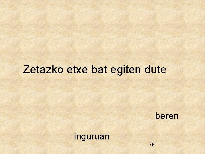 Zetazko etxe bat egiten dute beren inguruan 76 