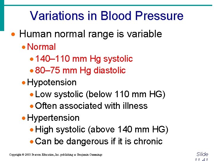 Variations in Blood Pressure · Human normal range is variable · Normal · 140–