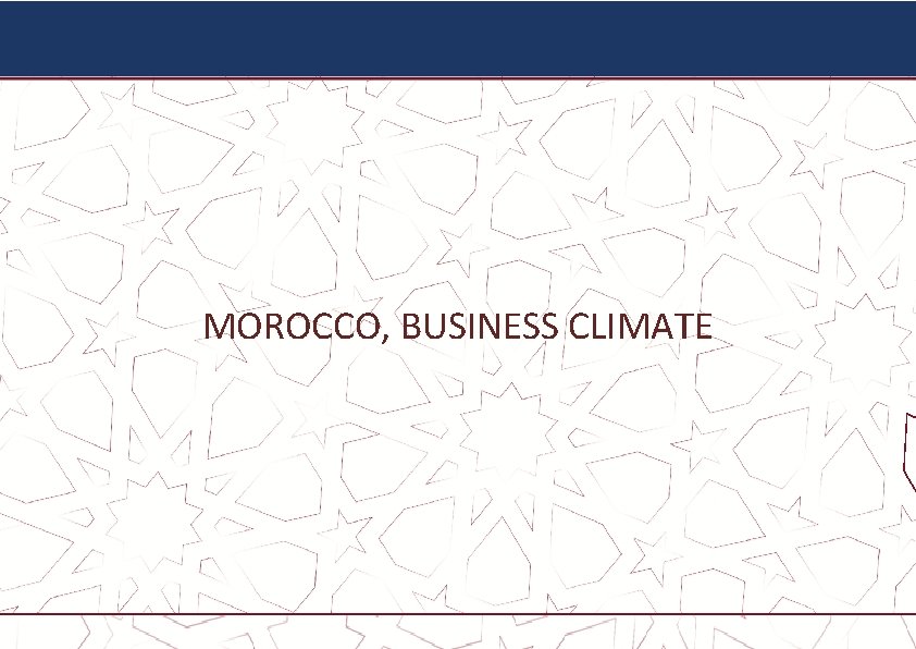MOROCCO, BUSINESS CLIMATE 