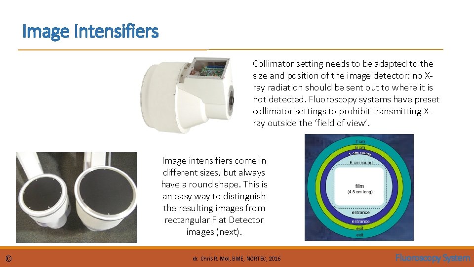 Image Intensifiers Collimator setting needs to be adapted to the size and position of Image Intensifiers Collimator setting needs to be adapted to the size and position of
