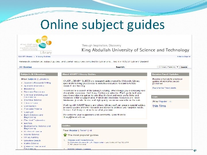 Online subject guides 42 