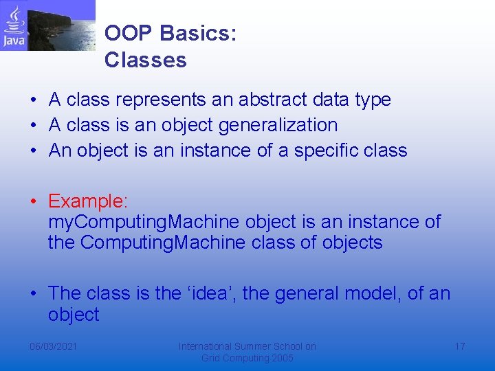 OOP Basics: Classes • A class represents an abstract data type • A class OOP Basics: Classes • A class represents an abstract data type • A class