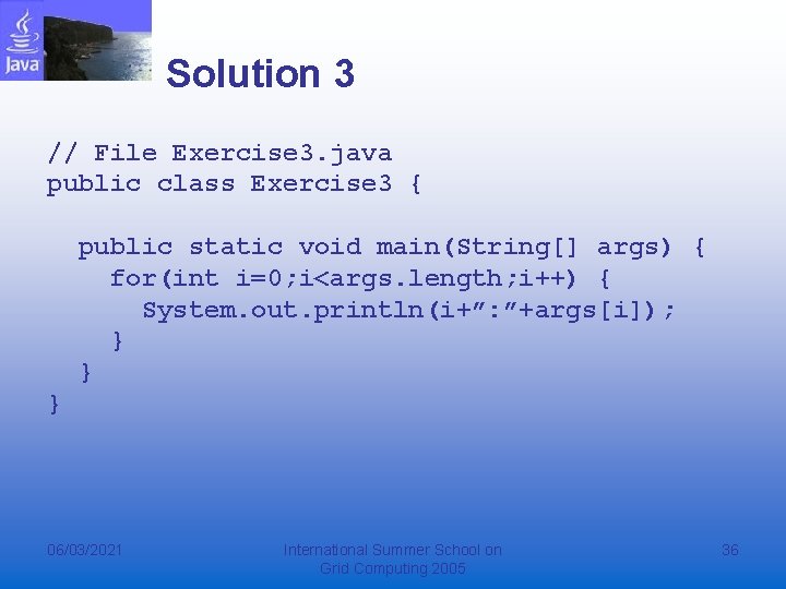 Solution 3 // File Exercise 3. java public class Exercise 3 { public static