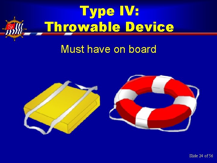 Type IV: Throwable Device Must have on board Slide 24 of 56 