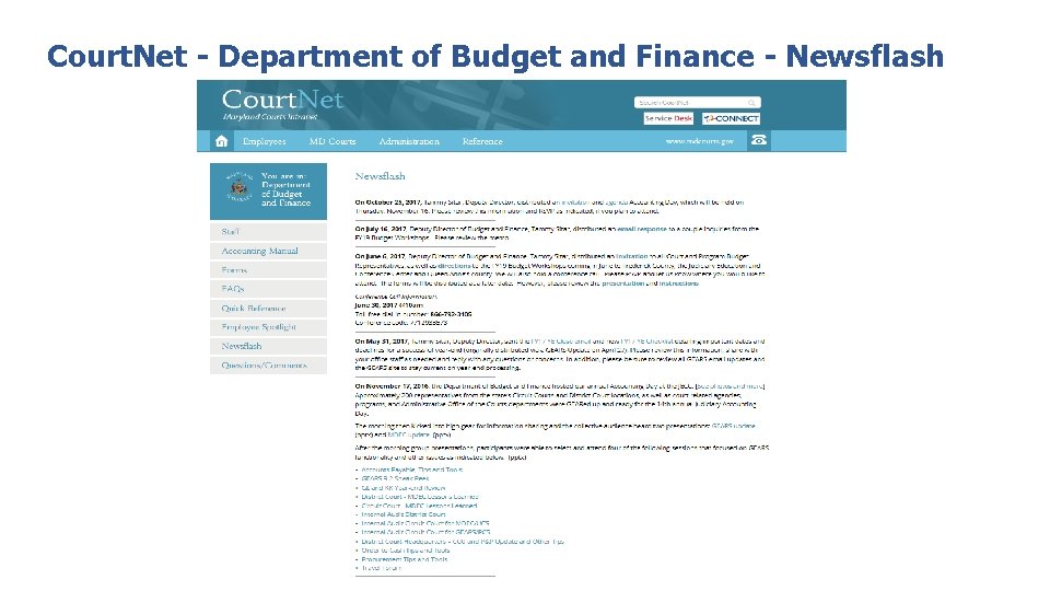 Court. Net - Department of Budget and Finance - Newsflash 