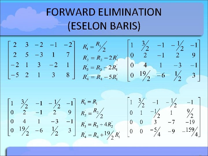 FORWARD ELIMINATION (ESELON BARIS) 