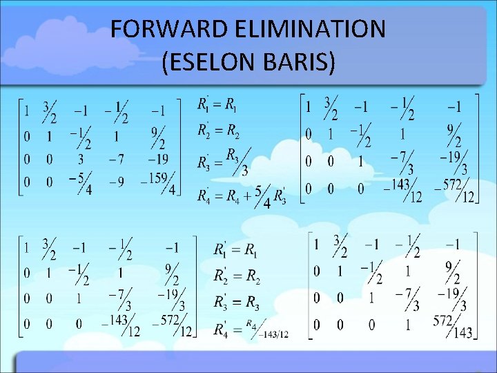 FORWARD ELIMINATION (ESELON BARIS) 