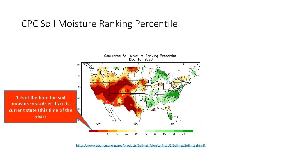 CPC Soil Moisture Ranking Percentile 1 % of the time the soil moisture was