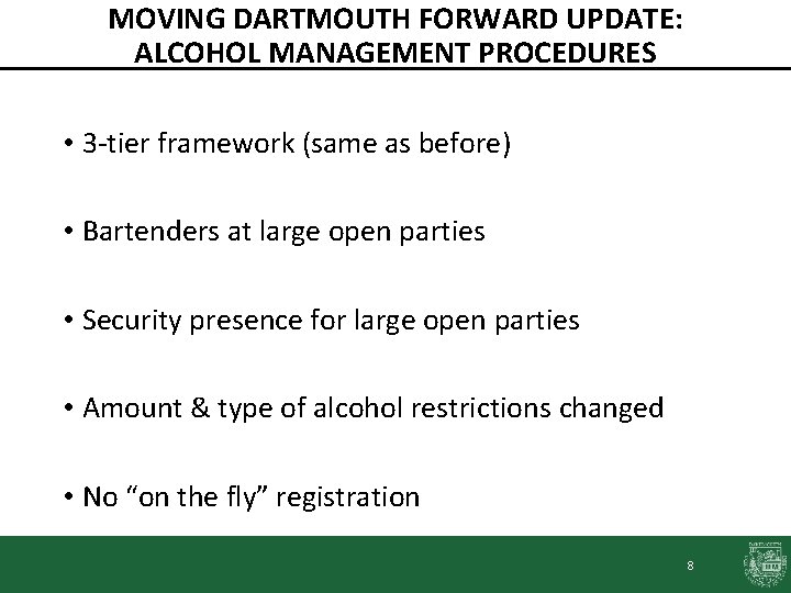 Class Officers Weekend Moving Dartmouth Forward Update September