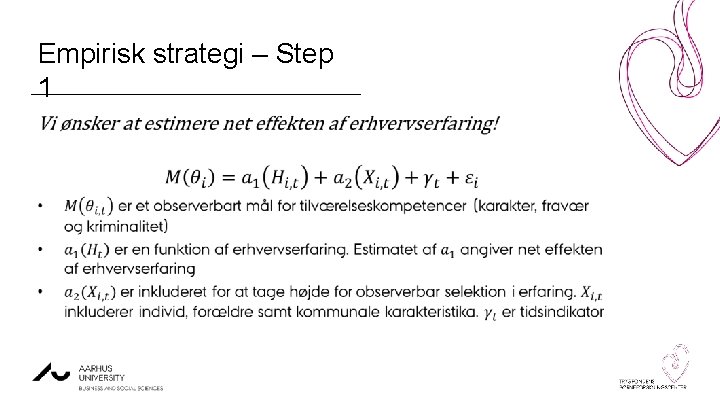 Empirisk strategi – Step 1 