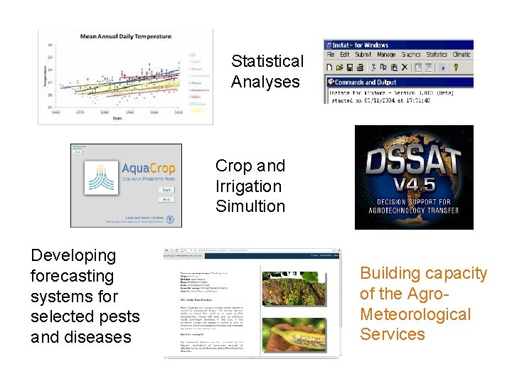 Statistical Analyses Crop and Irrigation Simultion Developing forecasting systems for selected pests and diseases