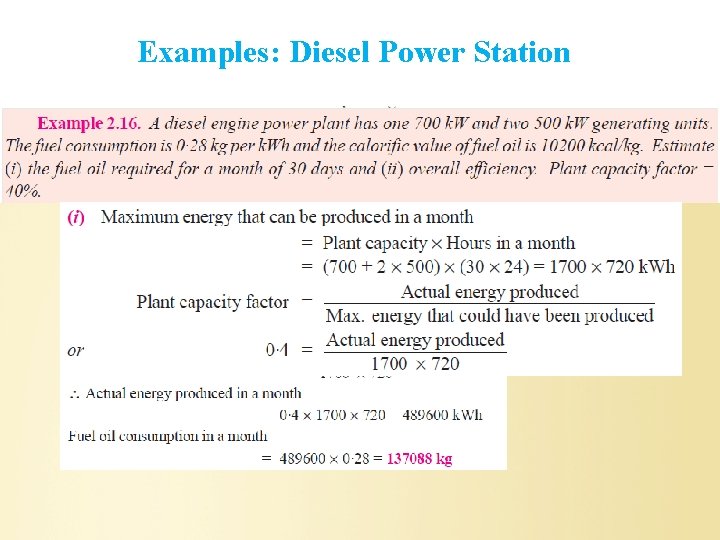 Examples: Diesel Power Station 