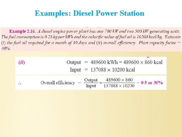 Examples: Diesel Power Station 