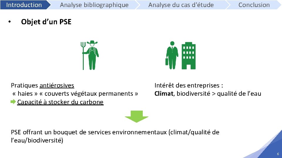  Introduction • Analyse bibliographique Analyse du cas d'étude Conclusion Objet d’un PSE Pratiques