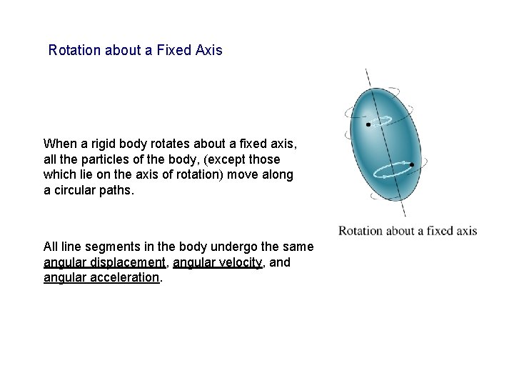 Rotation about a Fixed Axis When a rigid body rotates about a fixed axis,