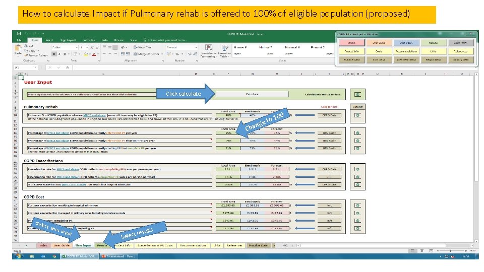 How to calculate Impact if Pulmonary rehab is offered to 100% of eligible population