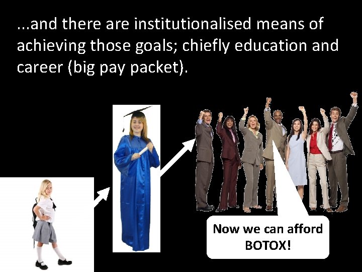 . . . and there are institutionalised means of achieving those goals; chiefly education