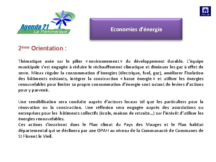 Gouvernance participative Economies d’énergie 2ème Orientation : Thématique axée sur le pilier « environnement