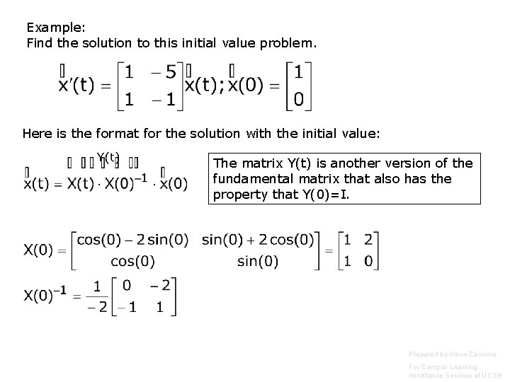 Example: Find the solution to this initial value problem. Here is the format for