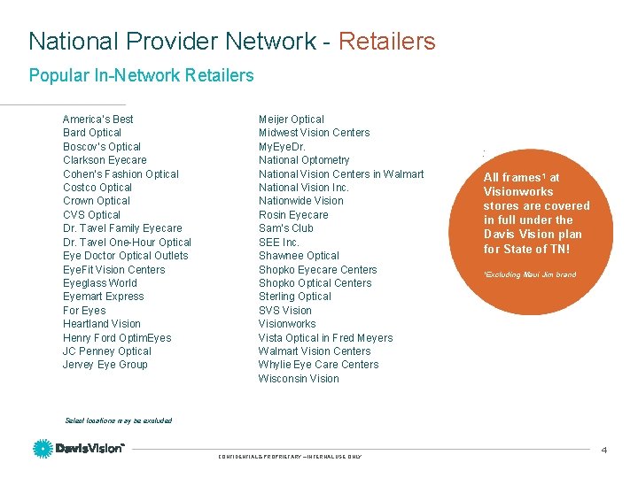 National Provider Network - Retailers Popular In-Network Retailers America’s Best Bard Optical Boscov's Optical National Provider Network - Retailers Popular In-Network Retailers America’s Best Bard Optical Boscov's Optical