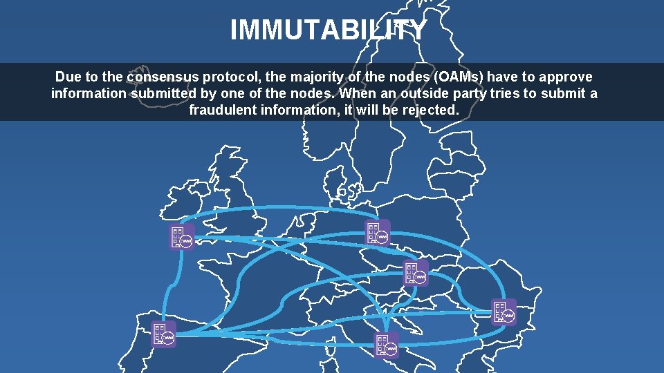 IMMUTABILITY Due to the consensus protocol, the majority of the nodes (OAMs) have to