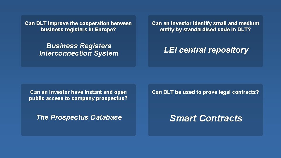Can DLT improve the cooperation between business registers in Europe? Can an investor identify