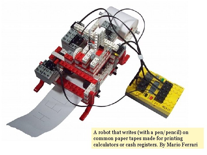 A robot that writes (with a pen/pencil) on common paper tapes made for printing