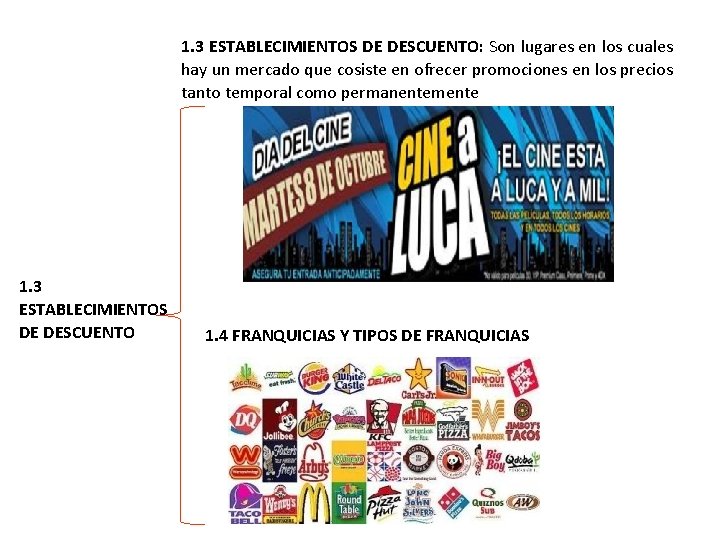 1. 3 ESTABLECIMIENTOS DE DESCUENTO: Son lugares en los cuales hay un mercado que