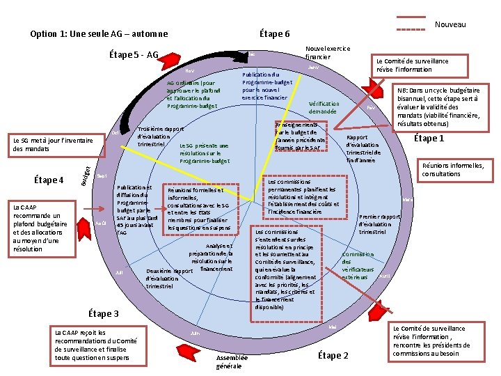 Option 1: Une seule AG – automne Étape 6 Étape 5 - AG Janv.