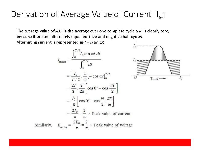 Derivation of Average Value of Current [Iav] The average value of A. C. is