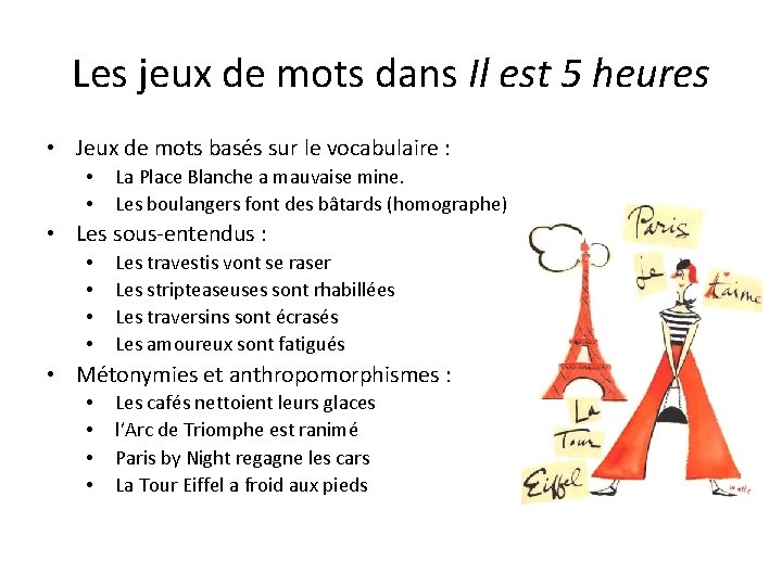 Les jeux de mots dans Il est 5 heures • Jeux de mots basés