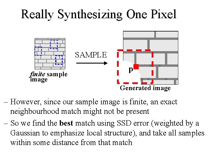 Really Synthesizing One Pixel SAMPLE finite sample image p Generated image – However, since