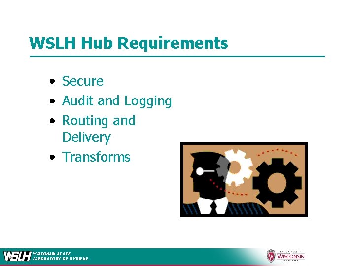 WSLH Hub Requirements • Secure • Audit and Logging • Routing and Delivery •