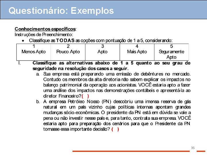 Questionário: Exemplos 35 